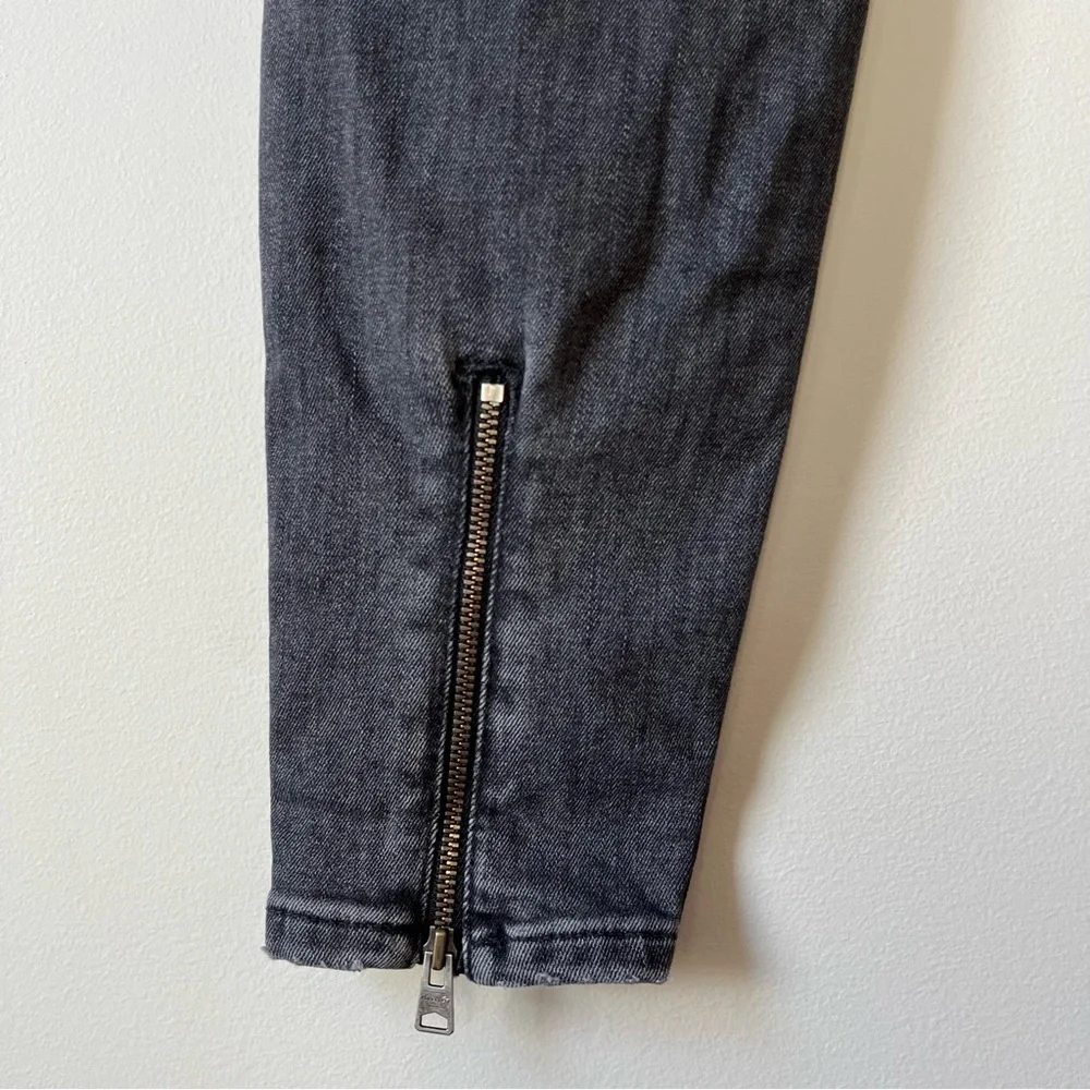 AllSaints Grace Skinny Jeans Size 27 Black Wash High Rise Zip Ankle - Picture 6 of 12